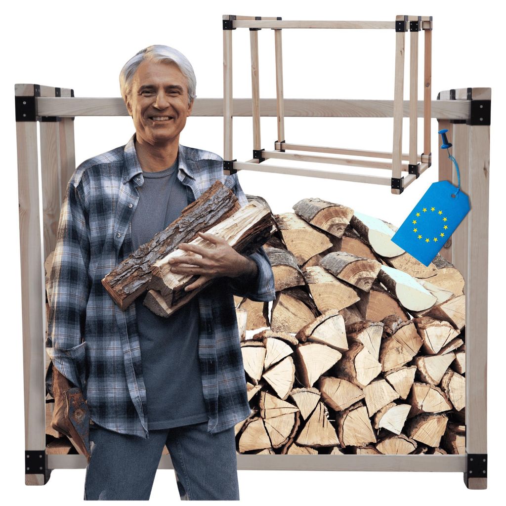 MODO24 Kaminholzregal, Holzunterstand, Brennholzregal, Holzlager, Brennholzständer, Aufbewahrung, Garten, Wetterfest, Massivholz, 154x116x80 cm, DRE