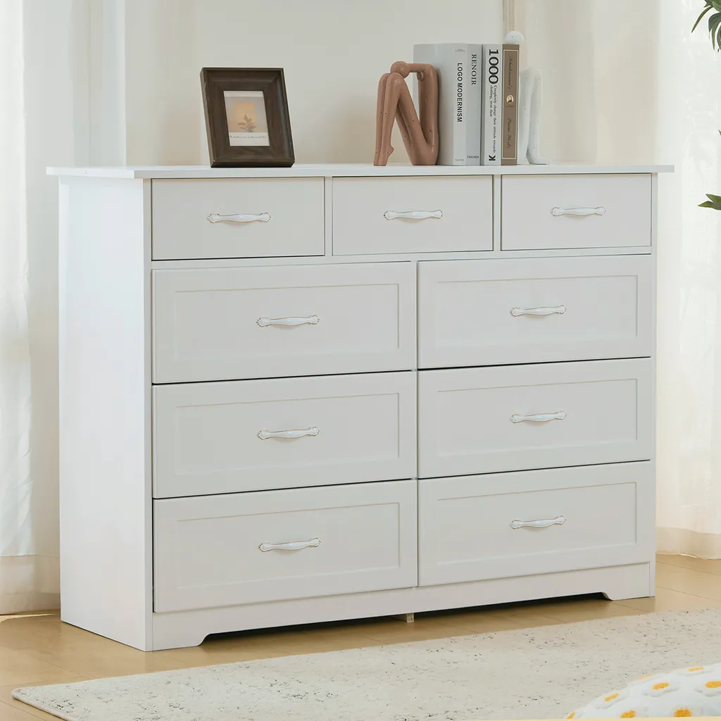 Commode Robuste 9 Tiroirs avec Sécurité Anti-basculement AIORBER Blanche - 4