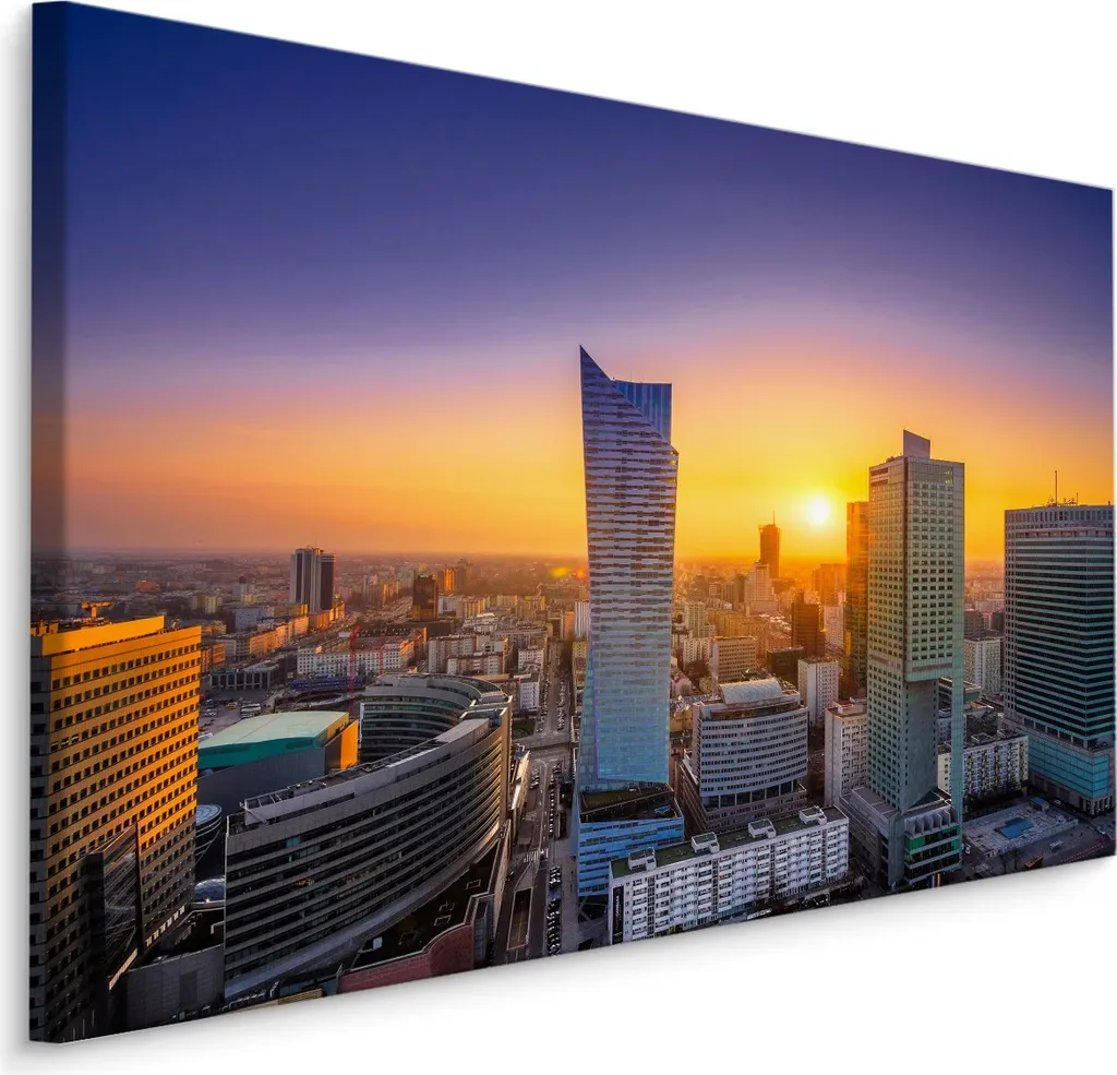 Favolosa Tela Varsavia Sera 70x50 cm Stampa Arte XXL Panorama Città