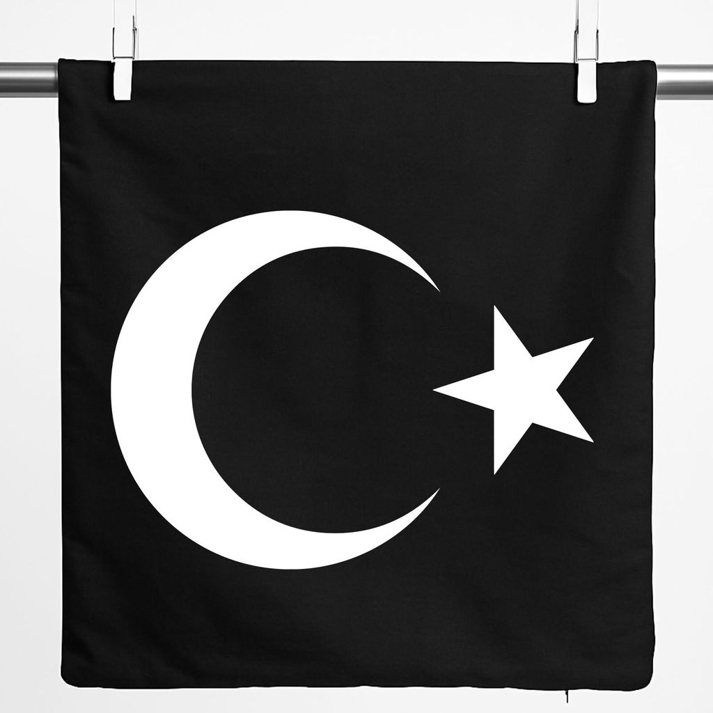 Huuraa Kissenbezug Türkei Halbmond und Stern 40x40cm Black Baumwolle Dekokissenbezug Geschenkidee