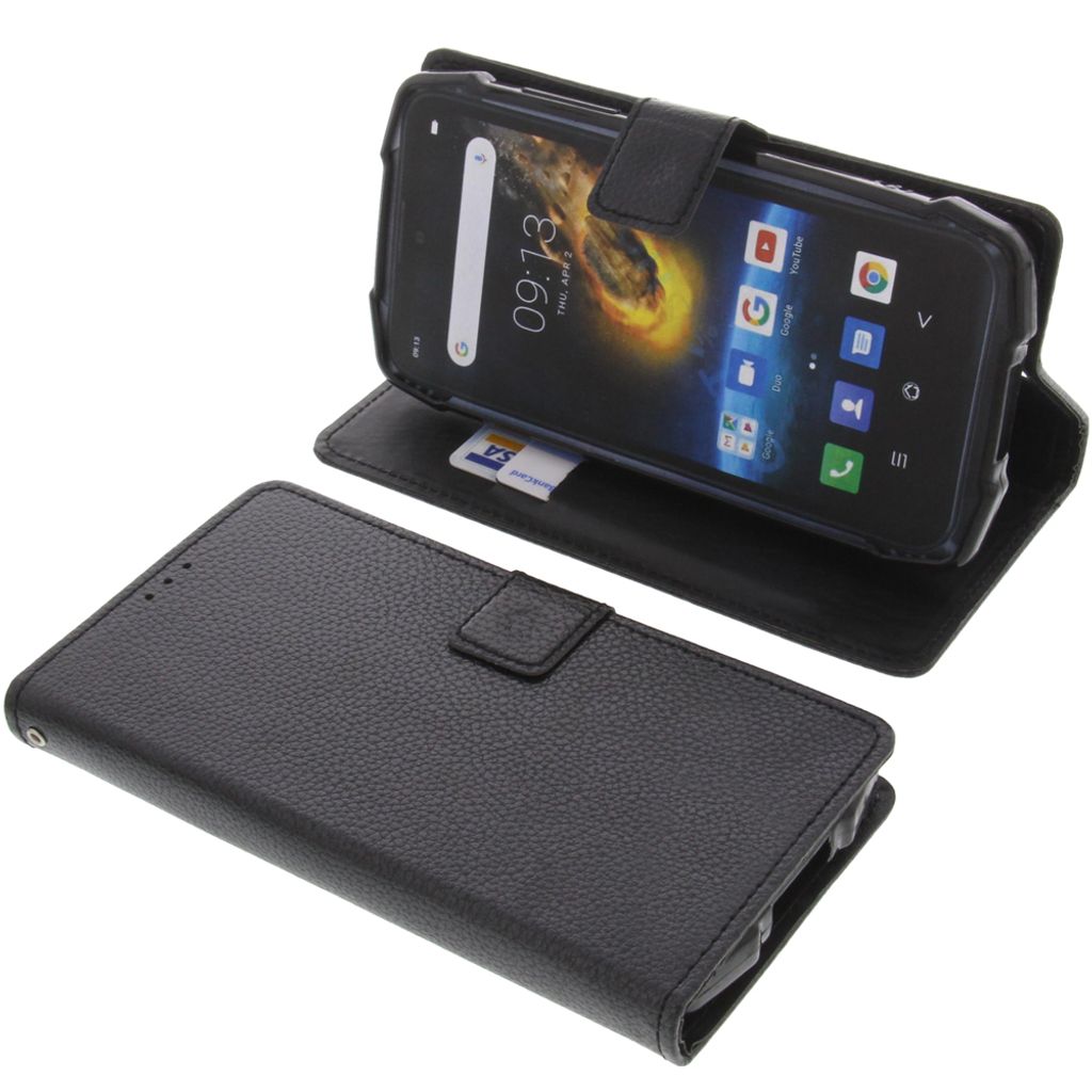 foto-kontor Tasche kompatibel mit Blackview BV6900 Book Style schwarz Schutz Hülle Buch