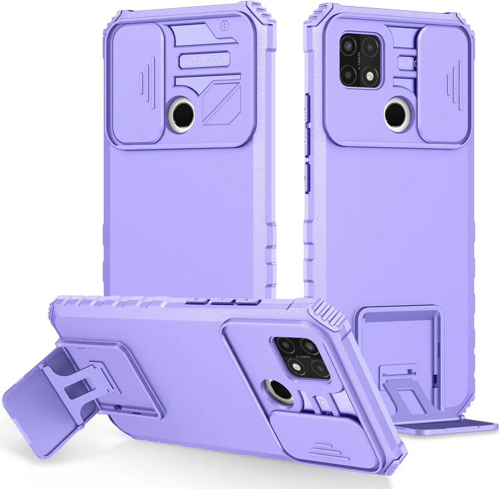 Custodia Rugged OPPO A15 Viola: Doppio Strato e Camera Slider