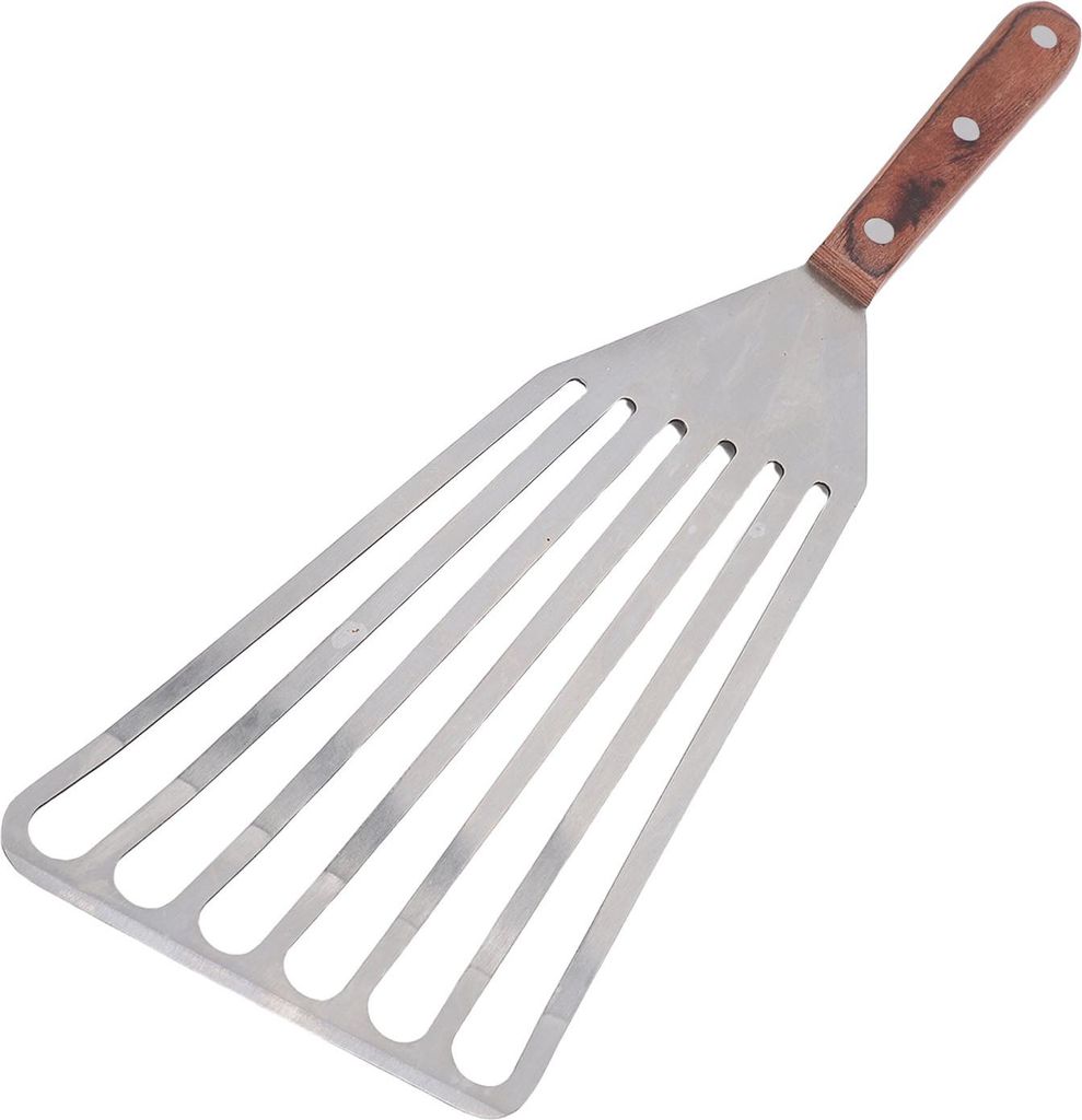 Fischspatel aus Edelstahl zum Kochen mit Holzgriff, multifunktionaler Grillwender L