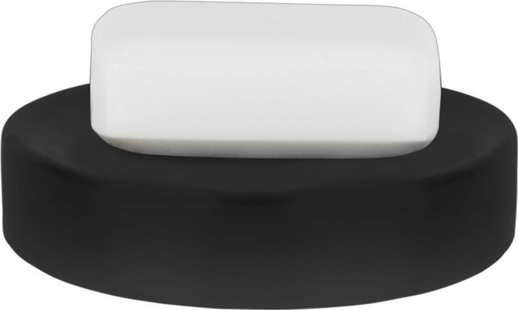 Spirella Seifenschale Steinoptik dekorative Badausstattung Seifenablage "Tube" Maße: 11 x 11 x 3 cm - Schwarz matt
