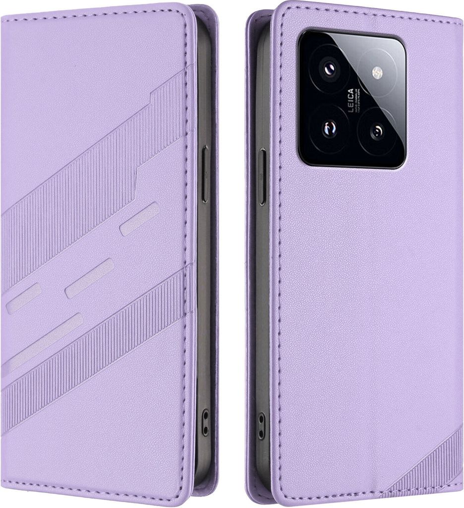 Hülle für Xiaomi 14 Pro, Kunstleder Brieftaschen Handyhülle mit Kartenfach und Standfunktion Violett