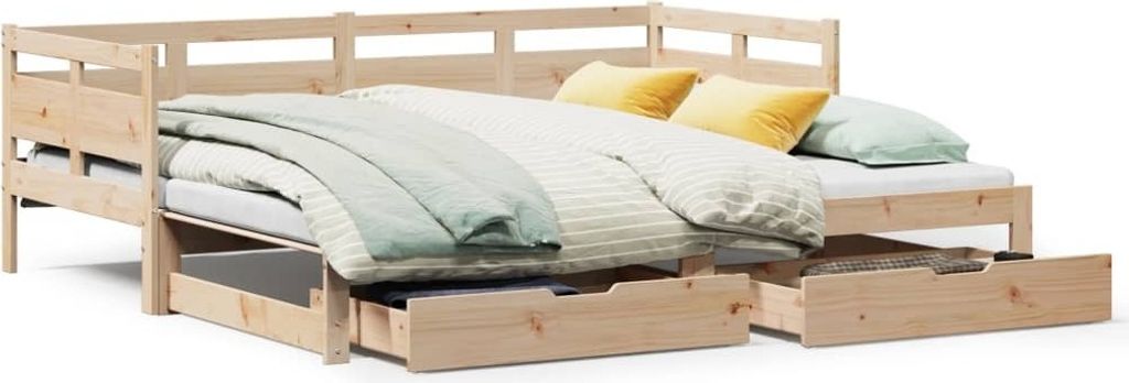 (NEU 2026) Tagesbett Ausziehbar mit Schubladen, ohne Matratze, 80x200 cm - Klassische Betten - 39.5 kg