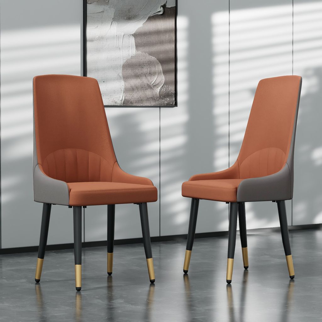 WISFOR 2er Set Esszimmerstühle Leder Metal mit Armlehne Ergonomische Esstischstühle mit Rückenlehne Küchenstühle 150kg Tragkraft Gastronomie S...
