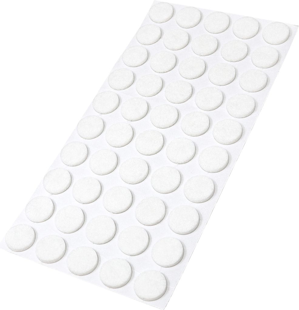 Adsamm | 50 x selbstklebende Filzgleiter / Weiß / Ø 16 mm / rund / Möbelgleiter aus Filz mit 3.5 mm Stärke