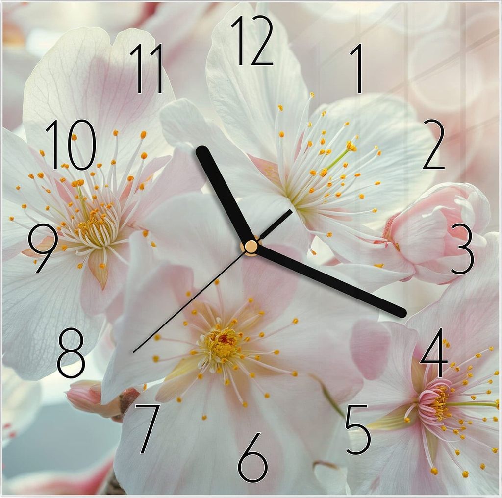 Wanduhr aus Glas mit Motiv Kirschblüten Zauber- 30 x 30 cm Produktbild 