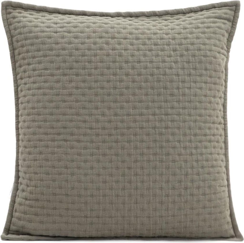 HOMLA ANISHA olivfarbener Kissenbezug mit Ziersteppung 45x45 cm