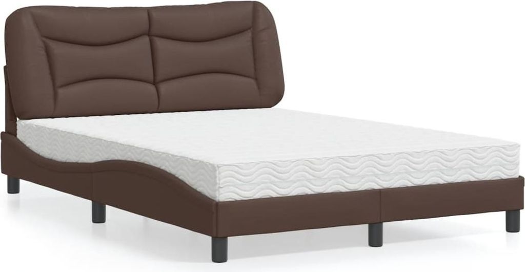 vidaXL Bett mit Matratze "Hvar" Braun 140x190 cm Kunstleder Produktbild 