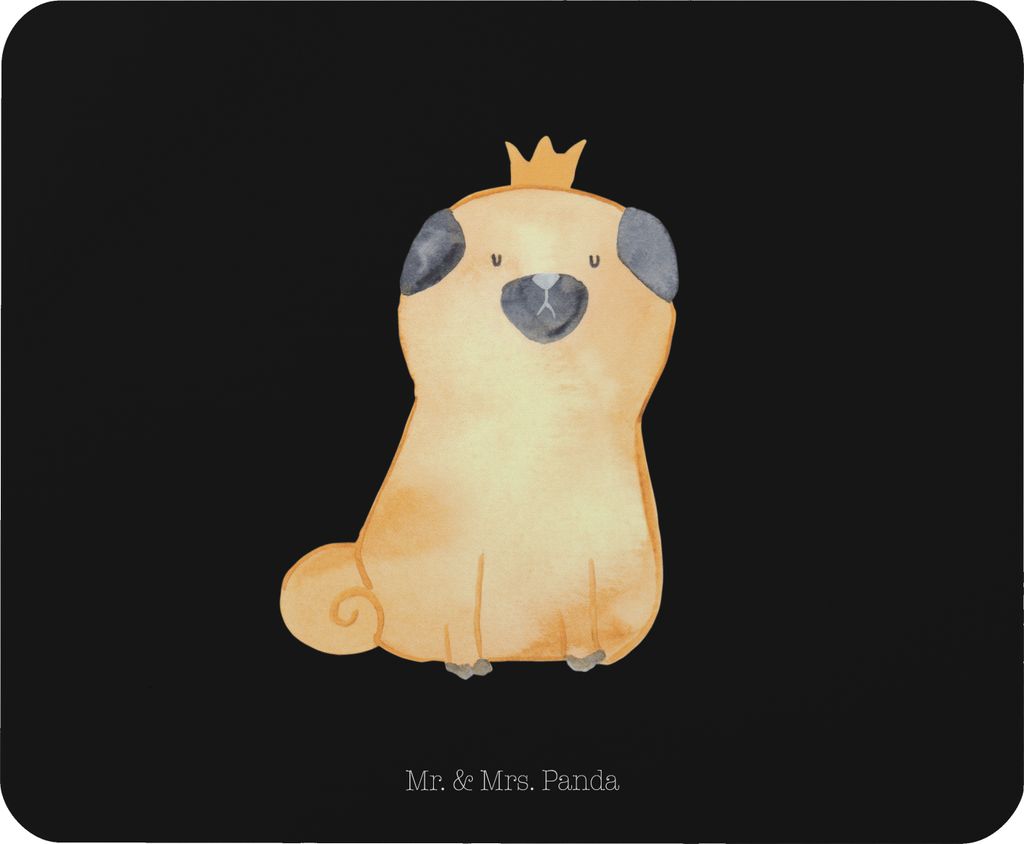 Mr. & Mrs. Panda Mouse Pad Mops Krone - Schwarz - Geschenk, mousematte, Allergisch, Hund, pc mauspad, Königlich, Sprüche, Mousepad