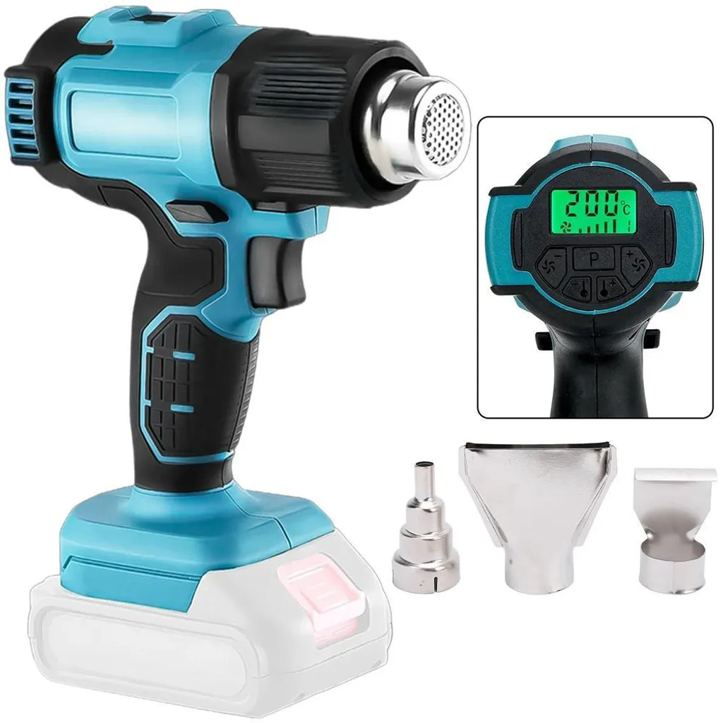 Pistolet à air chaud 18V sans fil avec 4 buses pour batterie Lithium