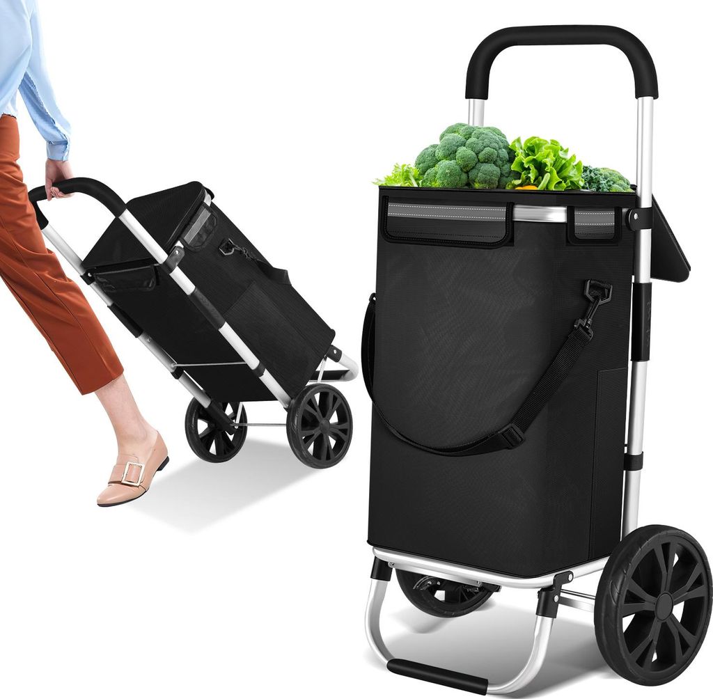 Carrello spesa pieghevole nero Bettizia, 40 kg, struttura Immagine del prodotto 