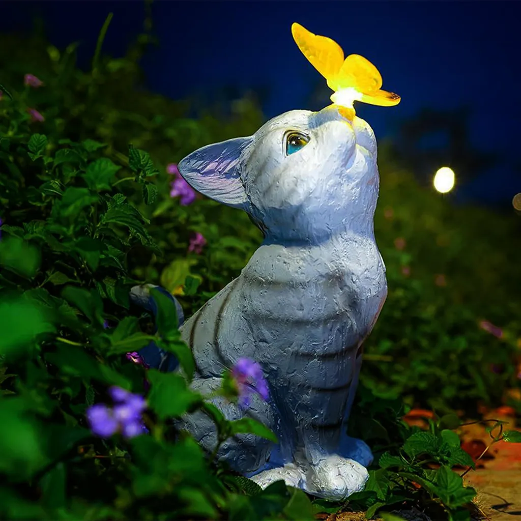Décoration de Jardin Chat Solaire - Idéal pour Balcon, Pelouse et Allée