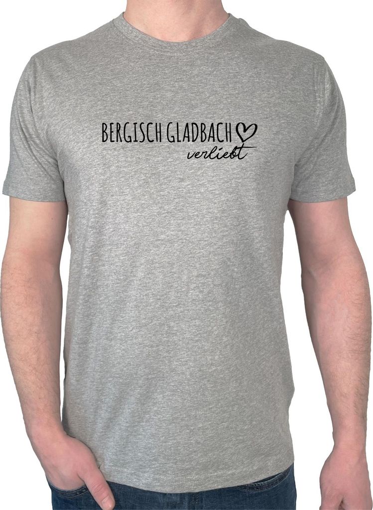 Huuraa Herren T-Shirt Bergisch Gladbach verliebt XXL Sport Grey Bio Baumwolle Fairtrade Herrenshirt Geschenkidee