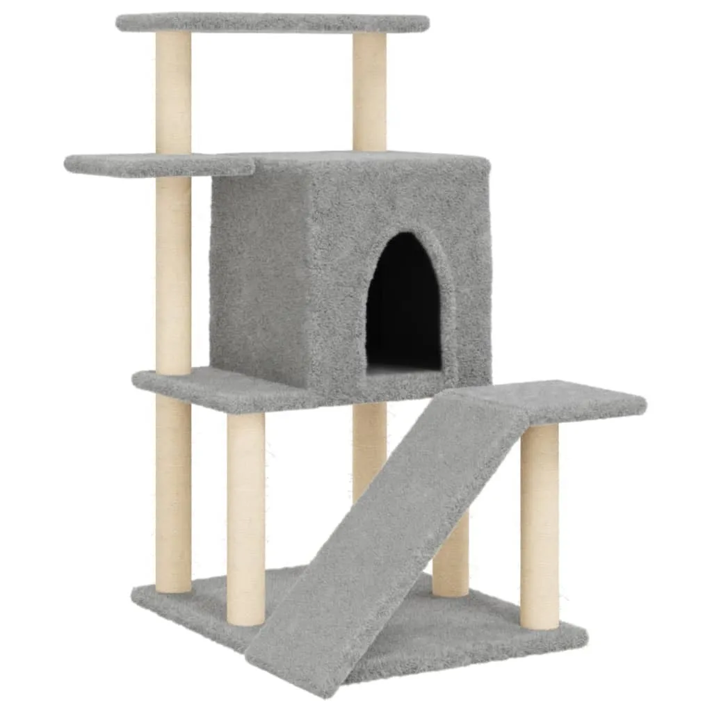Graffiatoio con tiragraffi in sisal Grigio chiaro 97 cm
