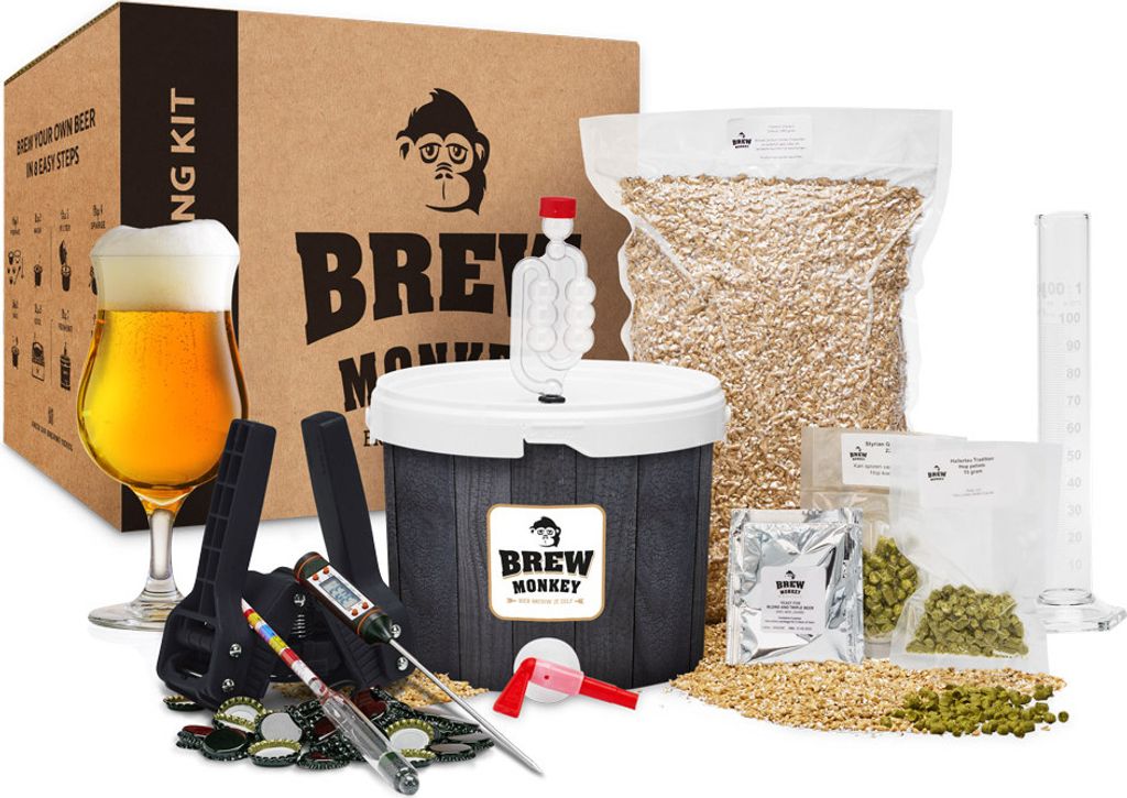 Brew Monkey Bierbrauset Tripel | Komplett Set 5 Liter Bier | 8,2% Vol | Bier Brauen Set | Männergeschenke | Bier Geschenke für Männer | Geburtst...