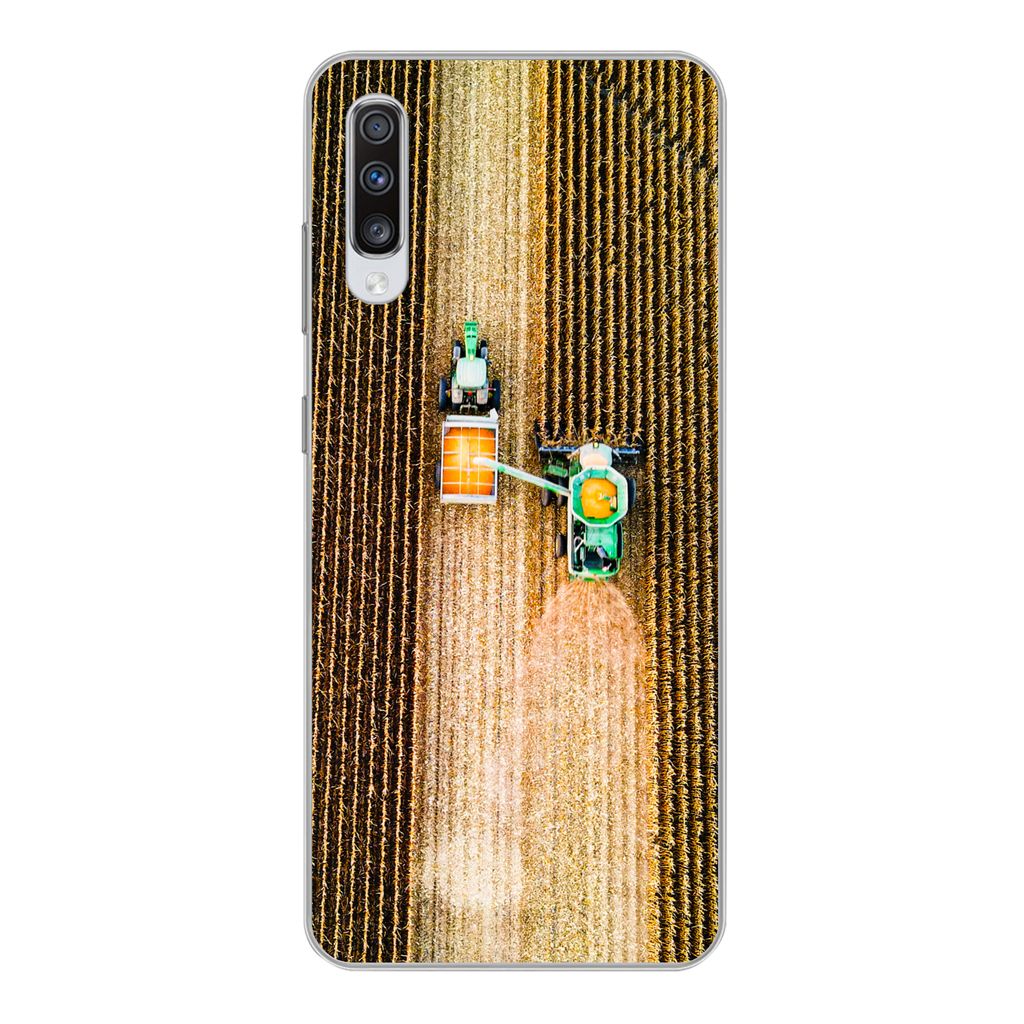 MuchoWow Handyhülle Schutzhülle Hülle für Samsung Galaxy A70 Traktor - Feld - Land - Bauernhof - Ernte Silikon Softcase Handy Hülle - Schutz...