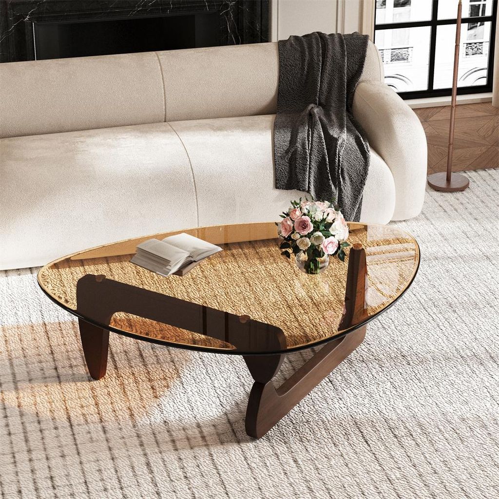 WISFOR Couchtisch, Wohnzimmertisch aus Glas und Holz, 110,5 Produktbild 