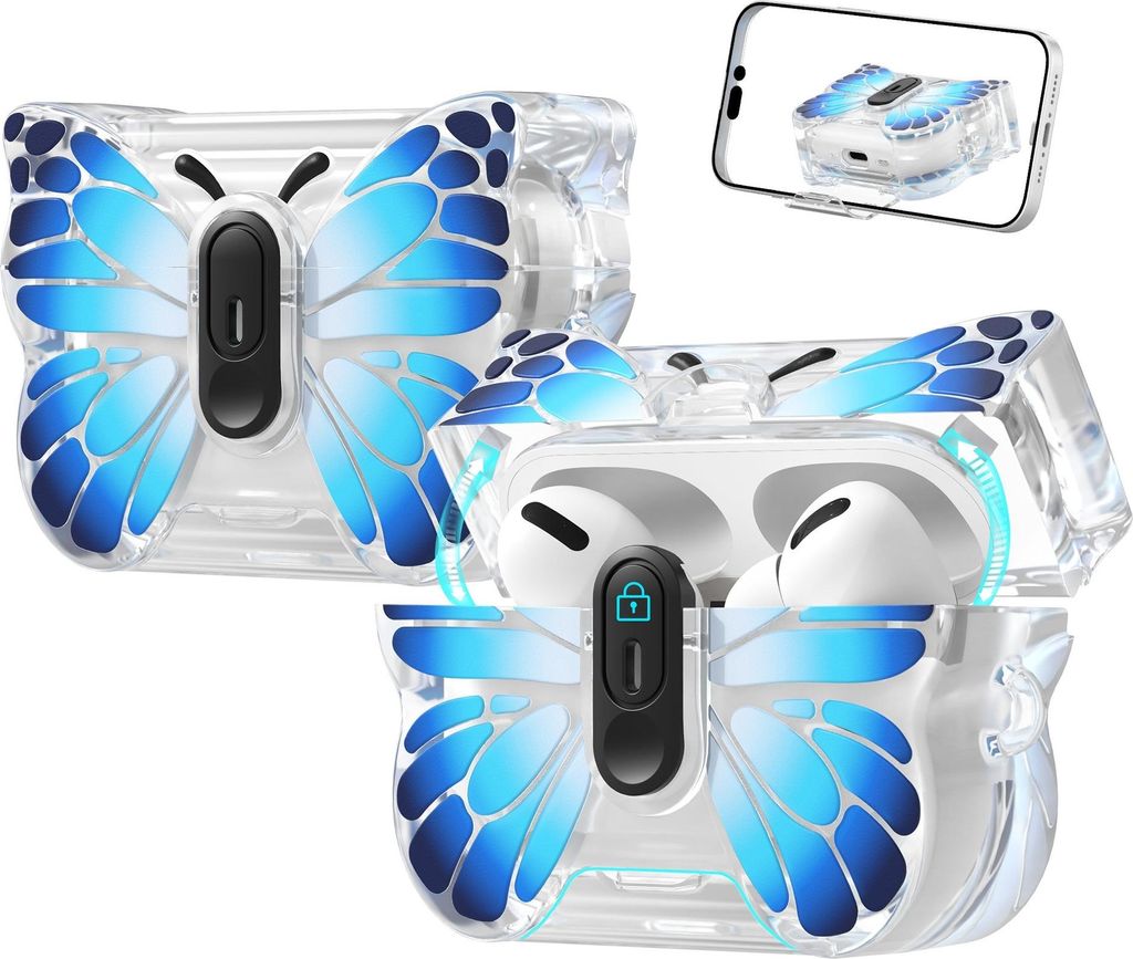 INF Schmetterling TPU Schutzhülle für Apple AirPods 4 - Kratzfest, Staubdicht Blau