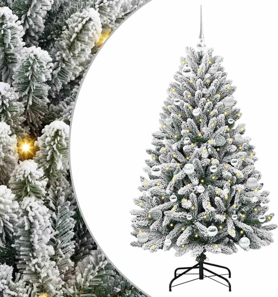 vidaXL Künstlicher Weihnachtsbaum Grün und Weiß 150 cm PVC und Metall