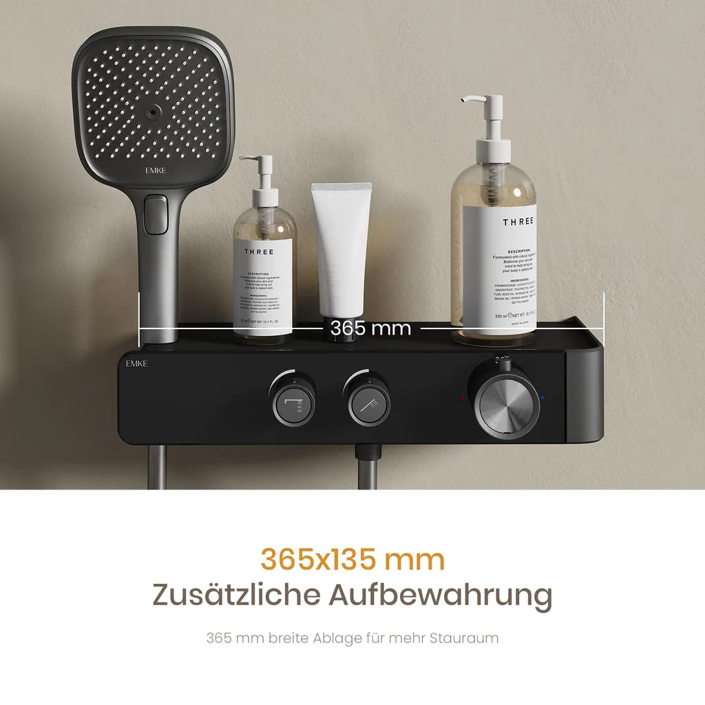 Douche thermostatique avec réglage de débit et douchette multi-jets mate