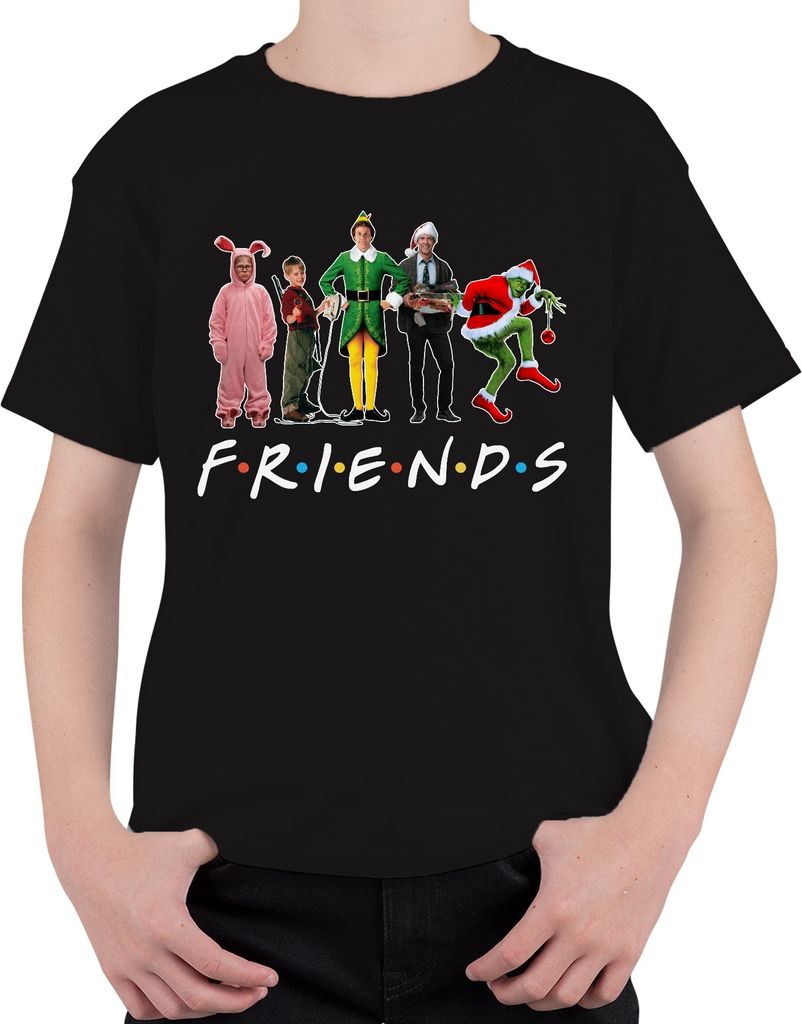 Friends Weihnachtsfilme Grinch Buddy der Weihnachtself - Weihnachten Christmas Xmas Uni Kinder T-Shirt, Schwarz, 128