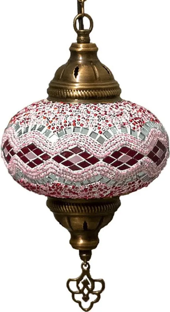 Luminaire oriental fait main en verre coloré et bronze Ø 13 cm - Mozaïek