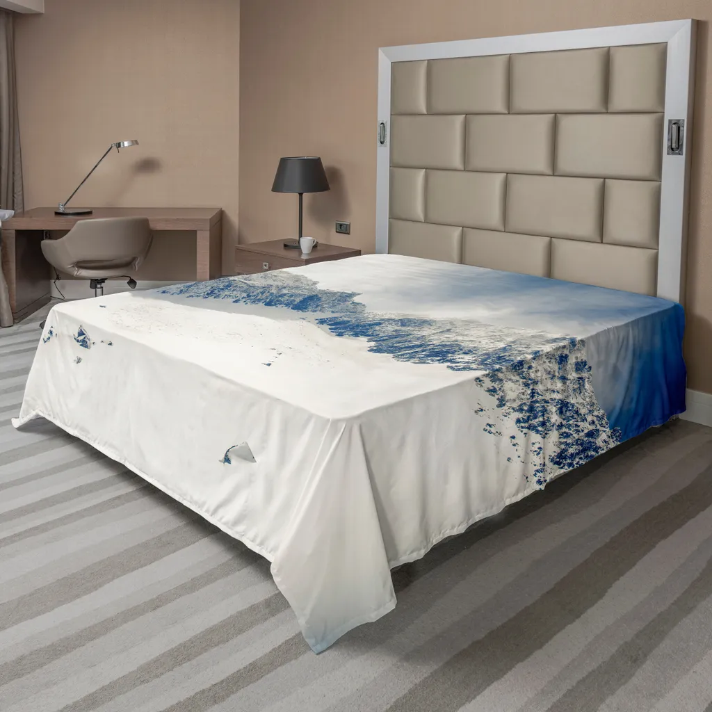 Drap de Lit Supérieur Décoratif Alpes et Neige en Tissu Doux 260x228cm
