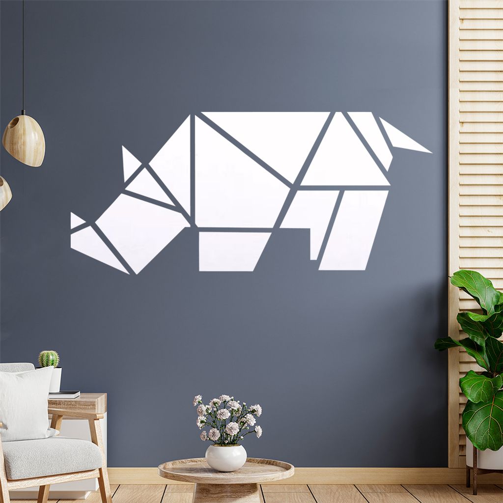 Papierfalten Nashorn Wandtattoo Wandaufkleber Wall Sticker - Dekoration, Küche, Wohnzimmer, Schlafzimmer, Badezimmer
