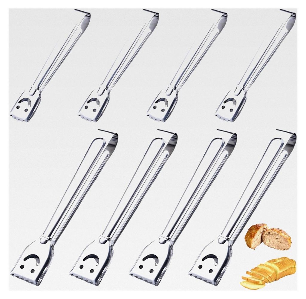 Edelstahl Kochzange, hitzebeständige Grillzange für BBQ, Salat, Backen und Servieren (8 Stück)