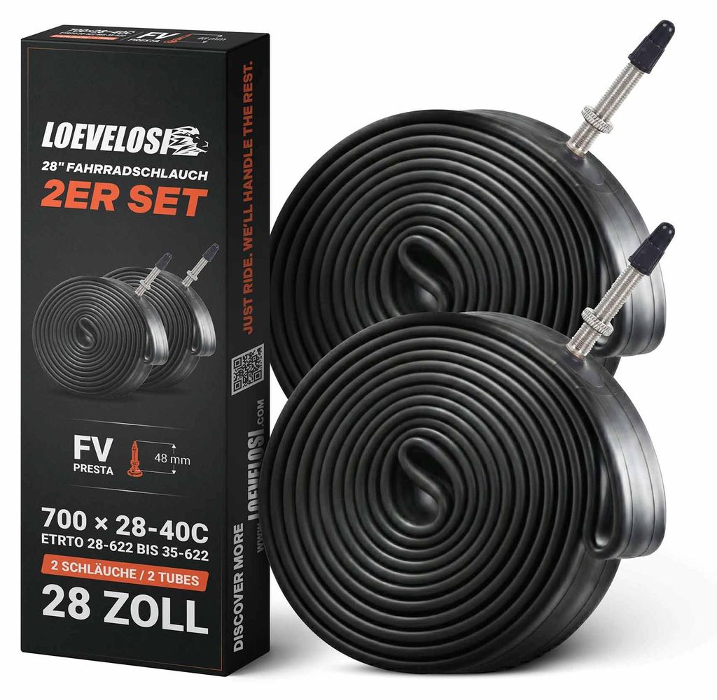 LOEVELOSI 28" Schlauch 700 × 28-40C 2er Set FV 48 mm Produktbild 