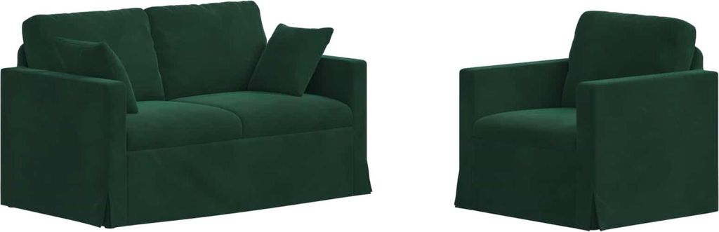 vidaXL Sofa Set 2 pcs Dunkelgrün 138 x 78 x 80 cm Samt