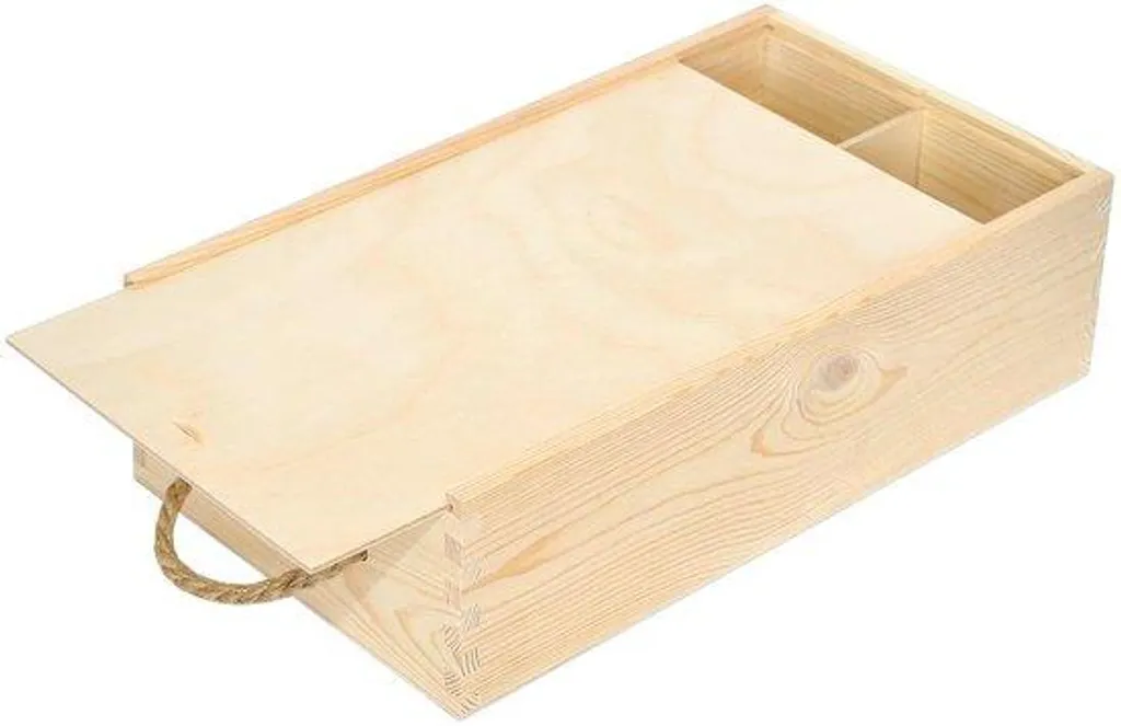 Coffret en bois naturel pour bouteille de vin - Caisse de stockage légère