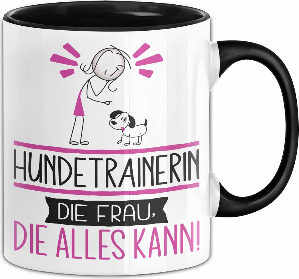 Hundetrainerin Geschenk Tasse Becher Die Frau Die Allen Kann Geschenkidee für eine Hundetrainerin Lustig (Schwarz)