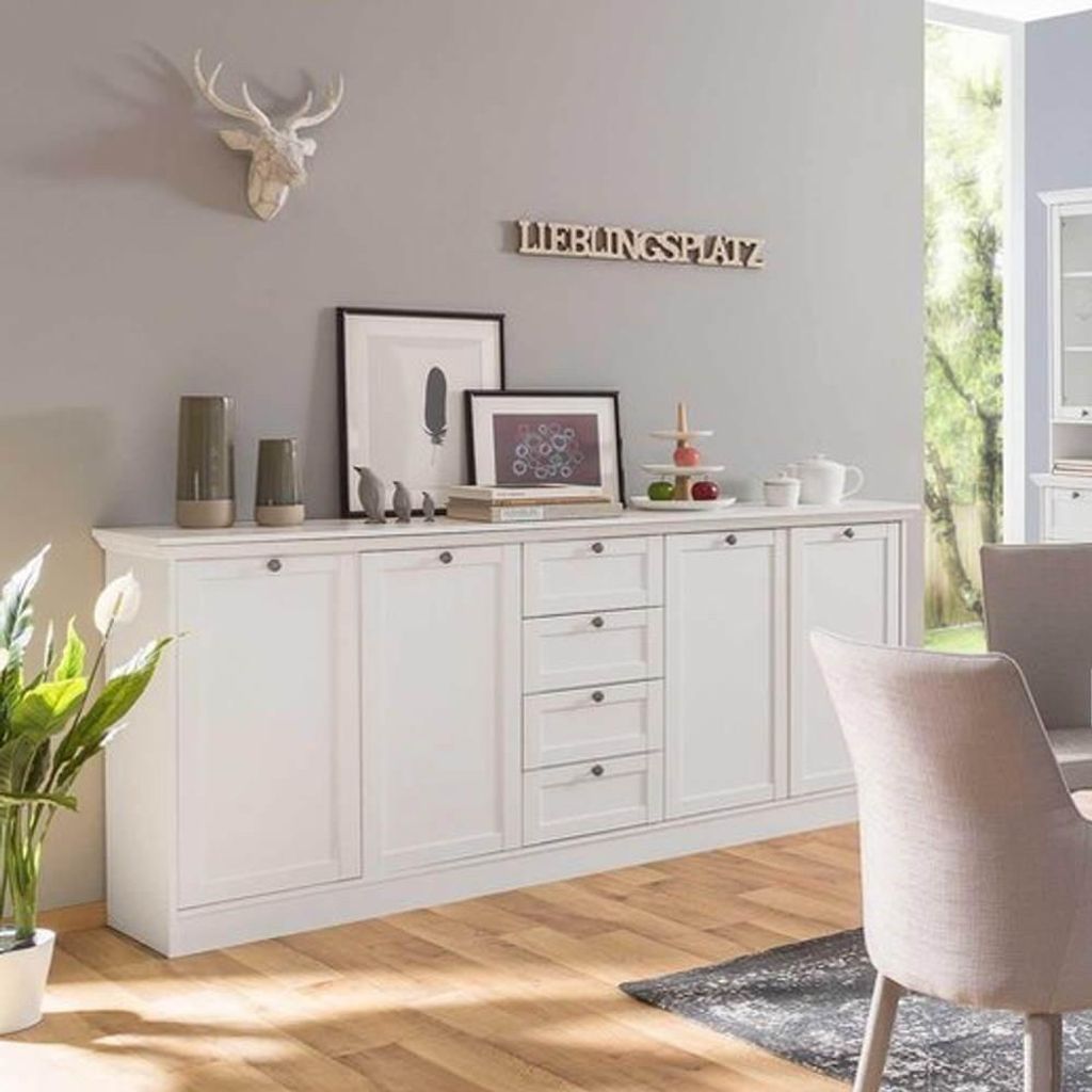 Credenza Landwood 52 colore bianco 4 ante e 4 cassetti Immagine del prodotto 