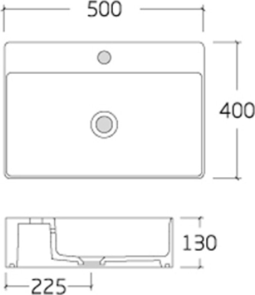 Aufsatzwaschbecken KW8085 - Sanitärkeramik - Rechteckig - 50 x 40 x 13 cm, Farbe:Grau matt, Ablaufgarnitur wählbar:Ohne Ablaufgarnitur