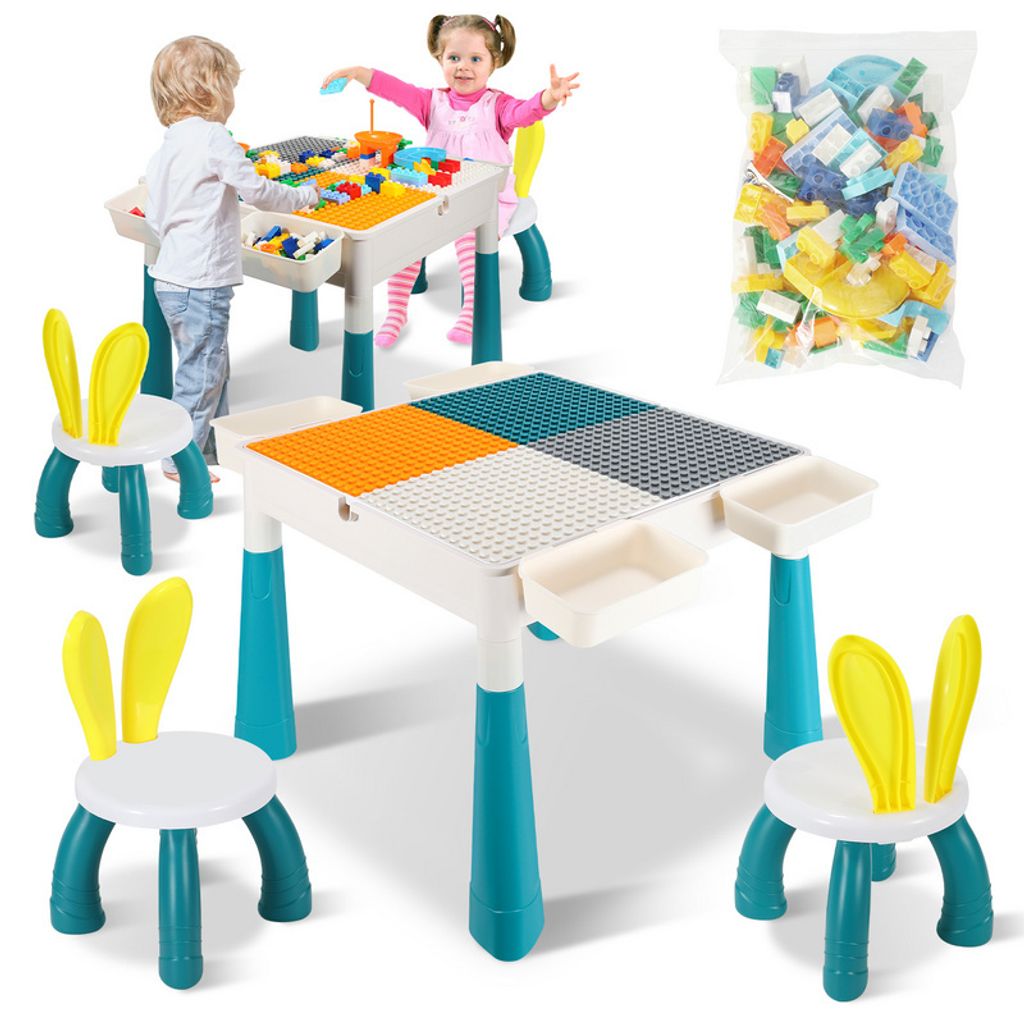 Jopassy Kindertisch Mit Stühle Bausteine Kindermöbel set Kindertisch Kleinkind Spieltisch Mehrzweck Tabelle Zum Mit 251 Stück