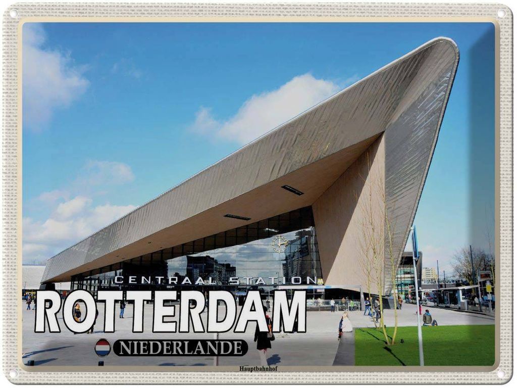 vianmo Blechschild 30x40 cm Rotterdam Niederlande Hauptbahnhof Bildmotiv Reisemotiv Abenteuer Reisen