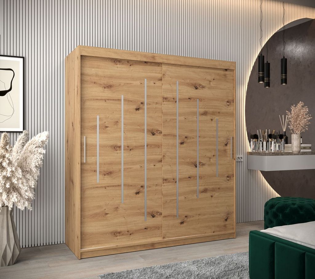 Kleiderschrank EMA – Breite 180 cm, Eiche artisan Produktbild 