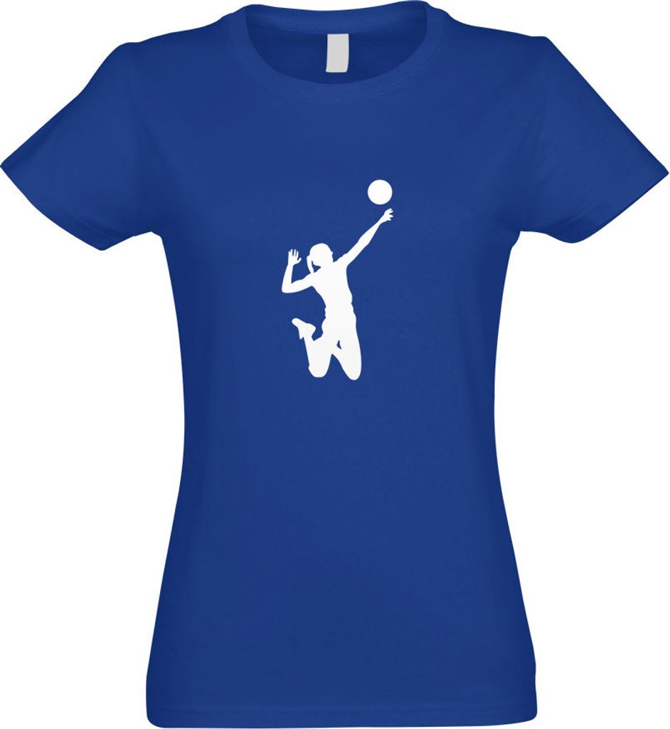 Kiwistar - T-Shirt tailliert - Damen - royal - Volleyball Spieler Figur - mit Motiv Bedruckt - Funshirt Design - Sport - Freizeit - Damen - XXL