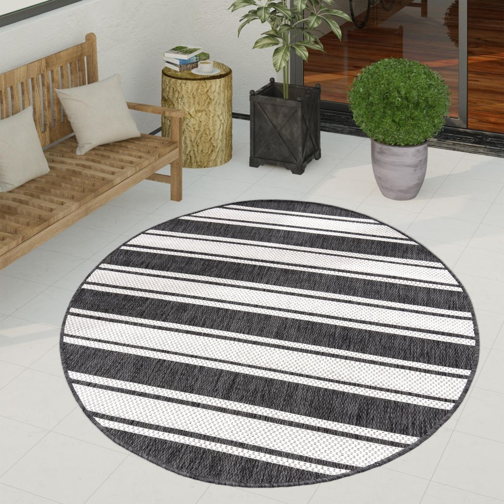 Tapis d'extérieur à tissage plat aspect sisal avec bordure Image du produit 