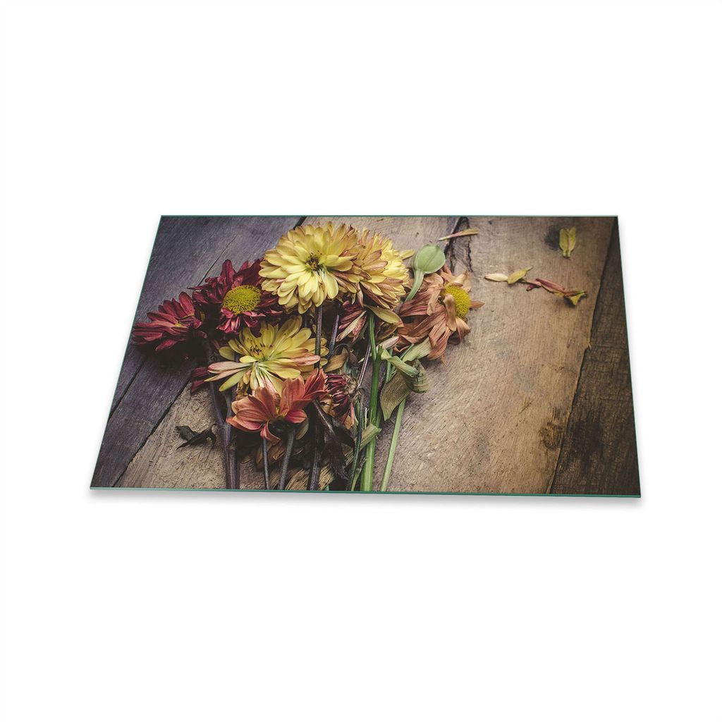 Herdabdeckplatte Glaskeramik 1 Teilig 80x52 Blumen Gelb Abdeckung Glas Spritzschutz