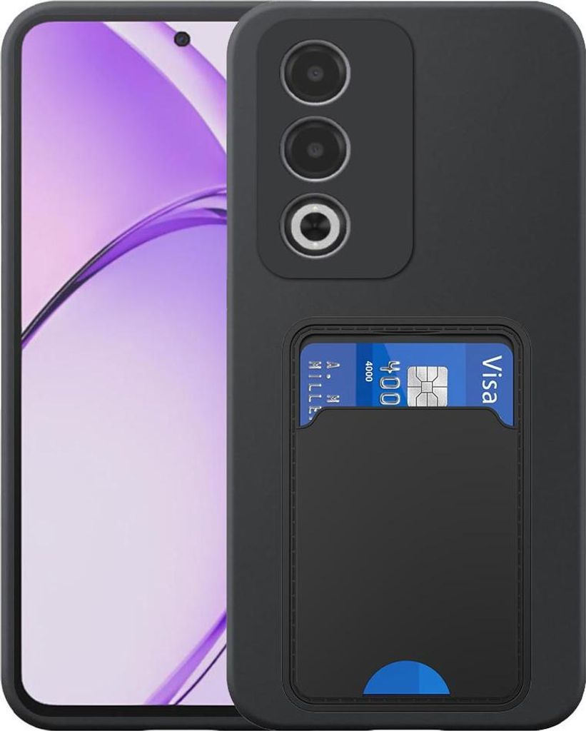 Geeignet für Oppo A3 Pro / A80 Phone Case mit TPU Kartenhalter - Flexible Back Cover Case Silikon TPU mit Cardslot - Schwarz - Smartphonics