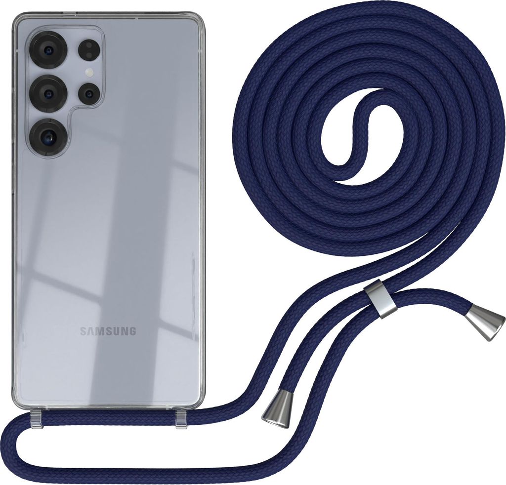 EAZY CASE Handykette mit Hülle für Samsung Galaxy S25 Ultra Backcover Handykette, zum Umhängen in Dunkelblau