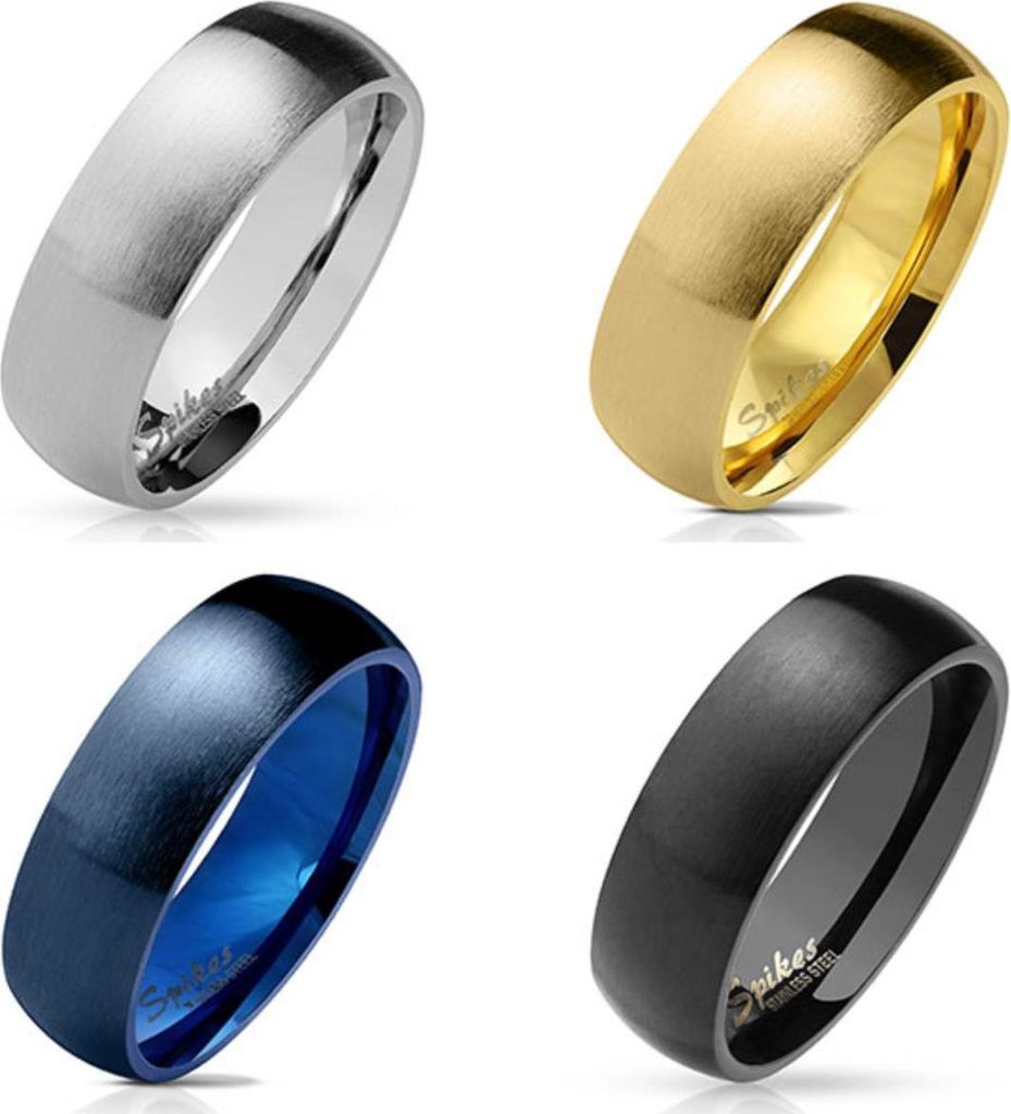 Partnerring Edelstahl mattiert: Ring in Silber, Gold, Blau oder Schwarz 65 (20.6 mm Ø) Blau