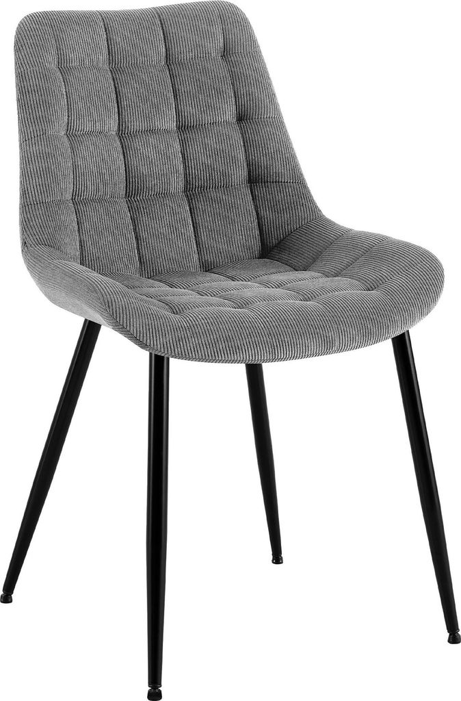 Esszimmerstuhl HASAN - Cord Grau 52x58x83 cm | Essstühle Esszimmerstühle Küchenstühle Wohnzimmerstühle