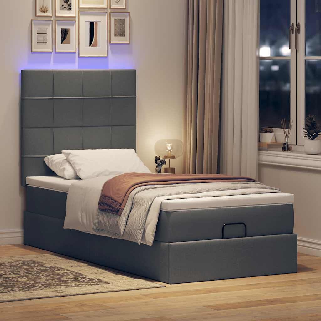 Hochwertig Ottoman-Bett mit Matratze Dunkelgrau 80x200 cm Stoff 3313962