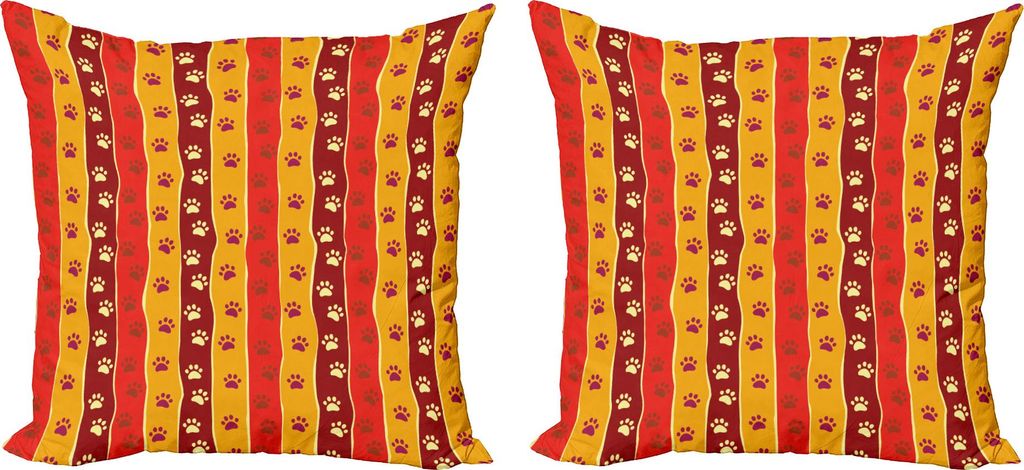 ABAKUHAUS Haustier Liebhaber Kissenbezug Set (2Stück), Vertikale gestreifte Muster Katze und Hund Pfote Spuren Footprints Cute Kids Design, 40 x 4...